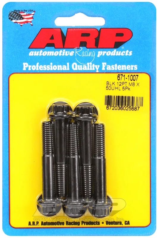 671-1007 – ARP Bolt, Metric Bolt 8 Millimeter x 1.25 Thread Size 50 Millimeter Under Head Length 10 Millimeter Socket...